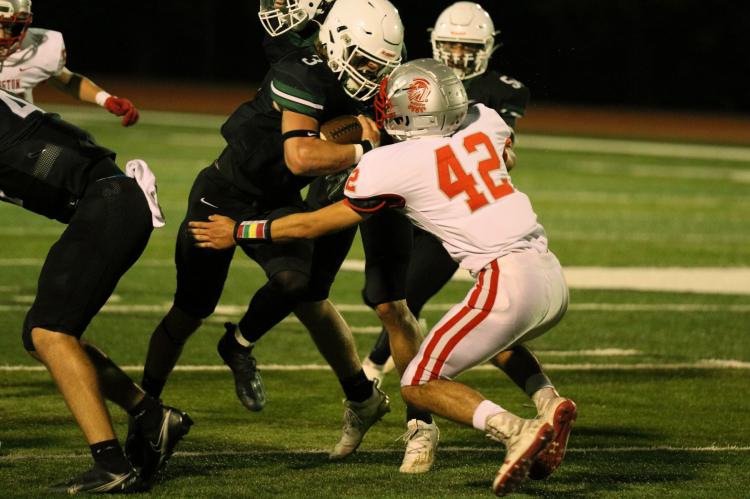 Jakob Lira on the tackle @ Mulvane